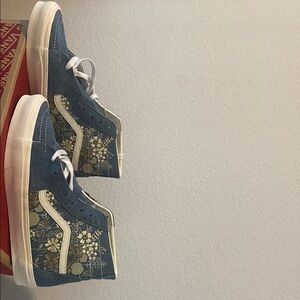 Vans Blue and White Floral High-Tops